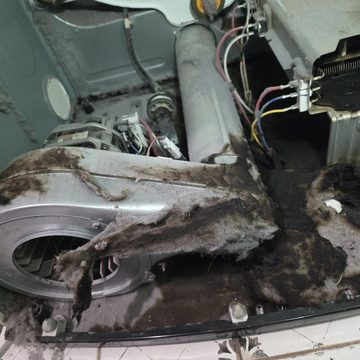 Dryer blower and lint path during airflow repair
